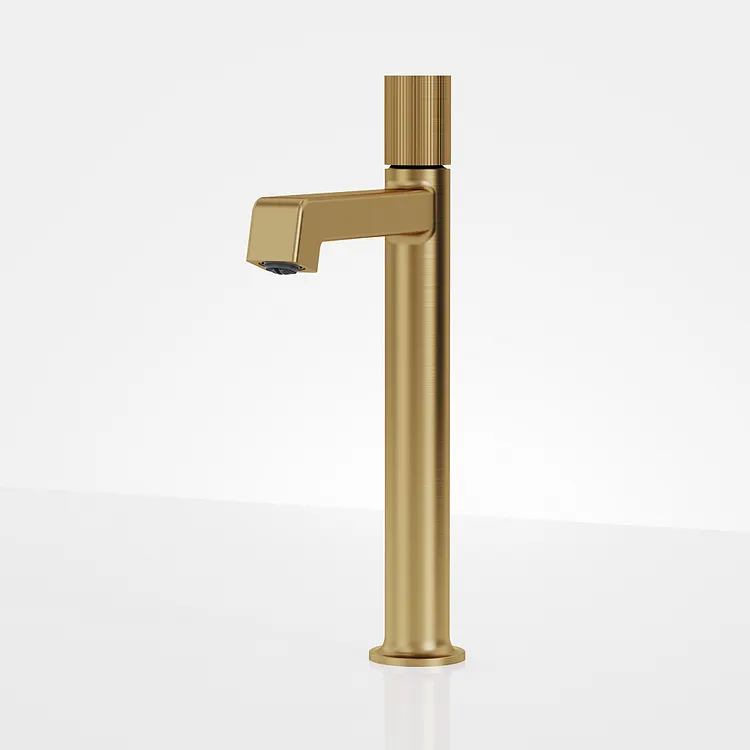 EVERSTEIN Modern Industrial Tall Bathroom Vessel Sink Faucet 13.07'' H Brushed Gold