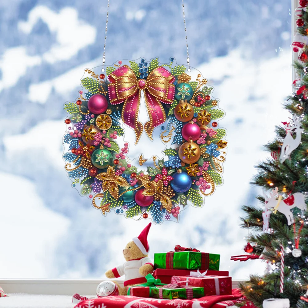 DIY Christmas Acrylic Special Shaped Diamond Art Painting Garland Spot Drill Garland