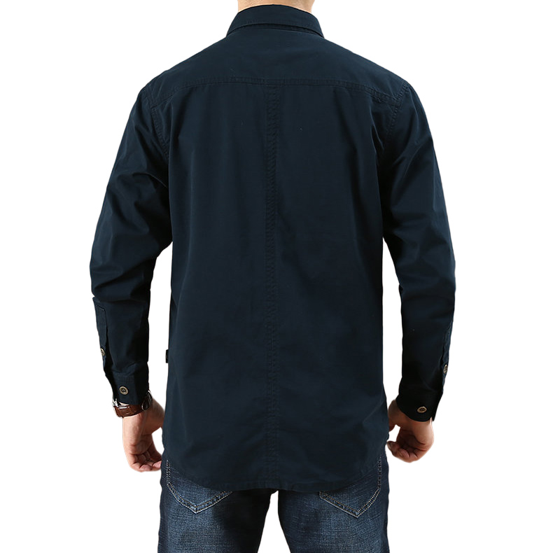Men's Vintage Outdoor Workwear Pocket Long Sleeve Lapel Utility Shirt