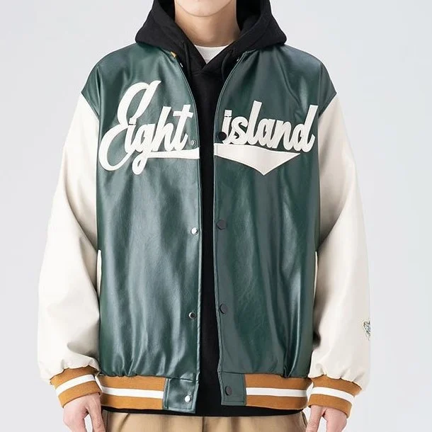 Men's Vantage Embroidery Leather Coat Baseball Varsity Jackets at Hiphopee