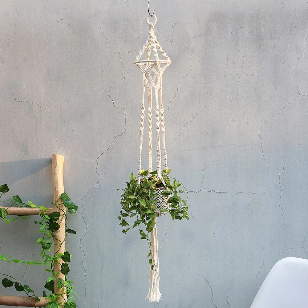 Macrame Plant Hanger Set Indoor Outdoor Hanging Planter Bohemian Home Decor Basket Flower Pot Holder Garden Home Decoration