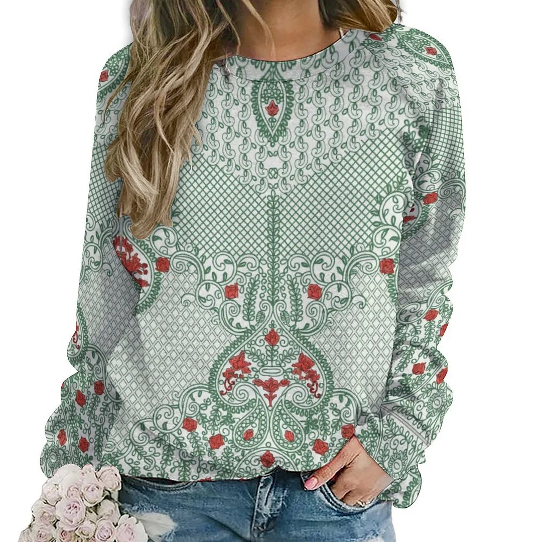 Style & Comfort for Mature Women Printed Long Sleeve Casual Sweatshirt for  Women and Men Unisex Pattern Green, Pink, Vintage