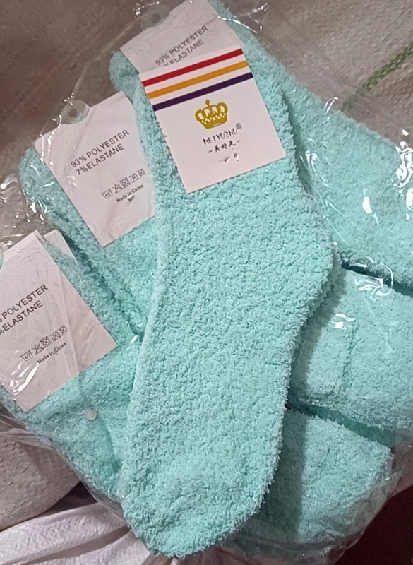 Women Slippers Socks Fluffy Plush Home Sleeping Socks Coral Fleece Socks Candy Color Mid-tube Socks