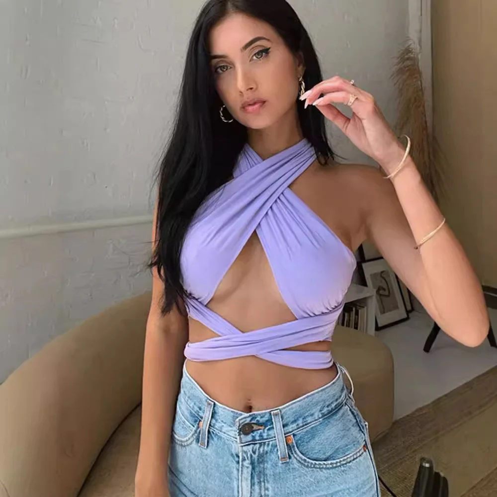 Churchf Churchf 2024 New Sexy Cross Hanging Neck Wipe Chest Small Vest Female Tide