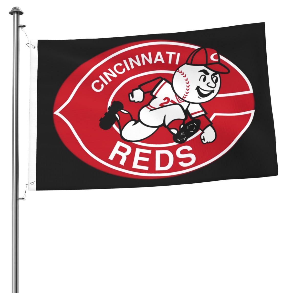 Cincinnati Reds Running Baseball 2x3 FT UV Resistant Flag