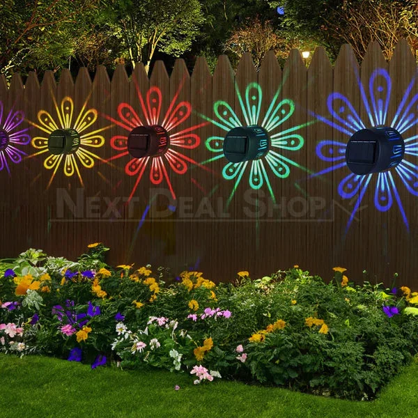 2 Pcs Solar Powered Color Changing Flower Wall Light