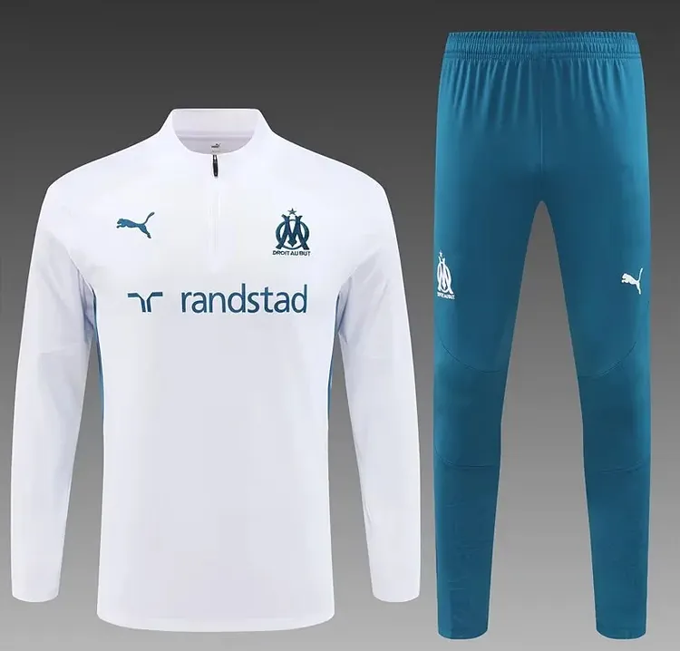 24-25 Marseille white training suit half-zip suit