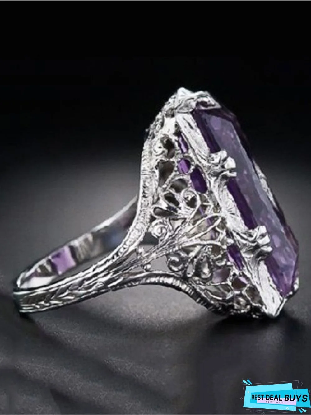 Amethyst Zircon Ring