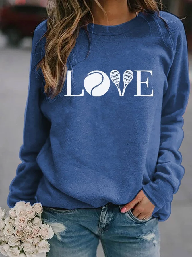 Women's LOVE Tennis Print Sweatshirt