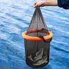 Floating Fishing Bait Basket Mesh Collapsible Fish Keeper Live Fish Net Cage
