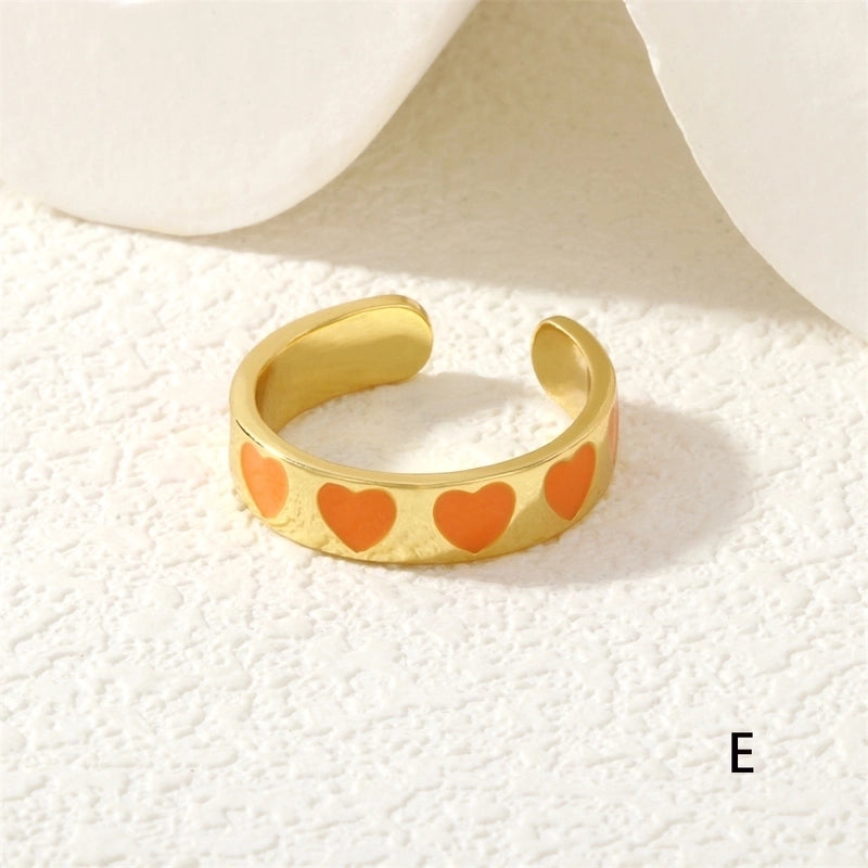 Cute Pentagram Copper Enamel Open Rings