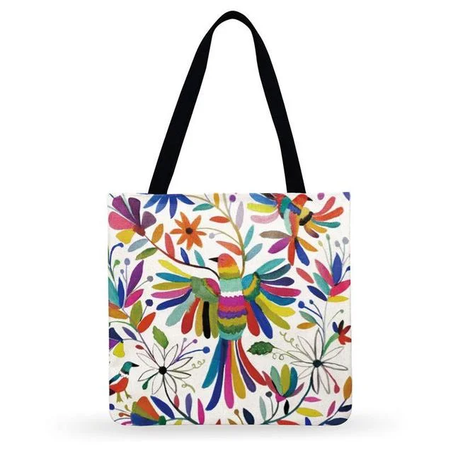 Linen Eco-friendly Tote Bag - Color Bird Love Bird