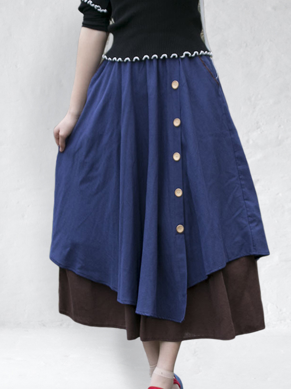 Elastic Waist Button-Deco Skirt wearshes