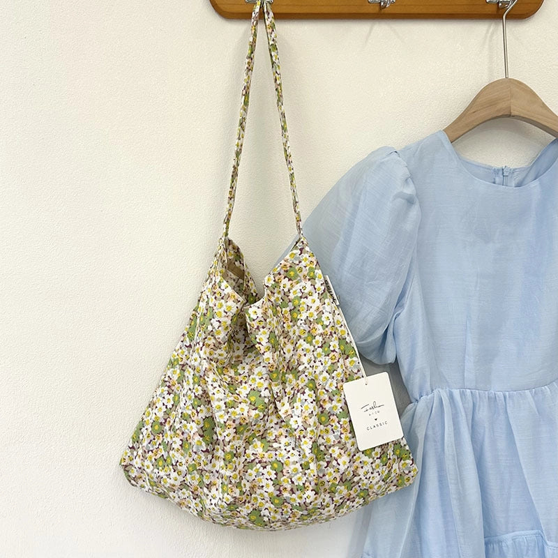 Niche Canvas Bag For Women 2024 New Summer Korean Style Design Sense High Quality Artistic Floral Canvas Bag