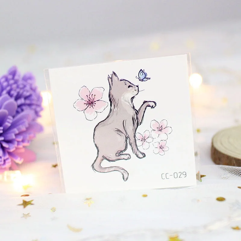 Cartoon Cat and Dog Face Stickers Tattoo Stickers Waterproof Girl/Child Cute Makeup Stickers Small Tattoo Pet Temporary Tattoos