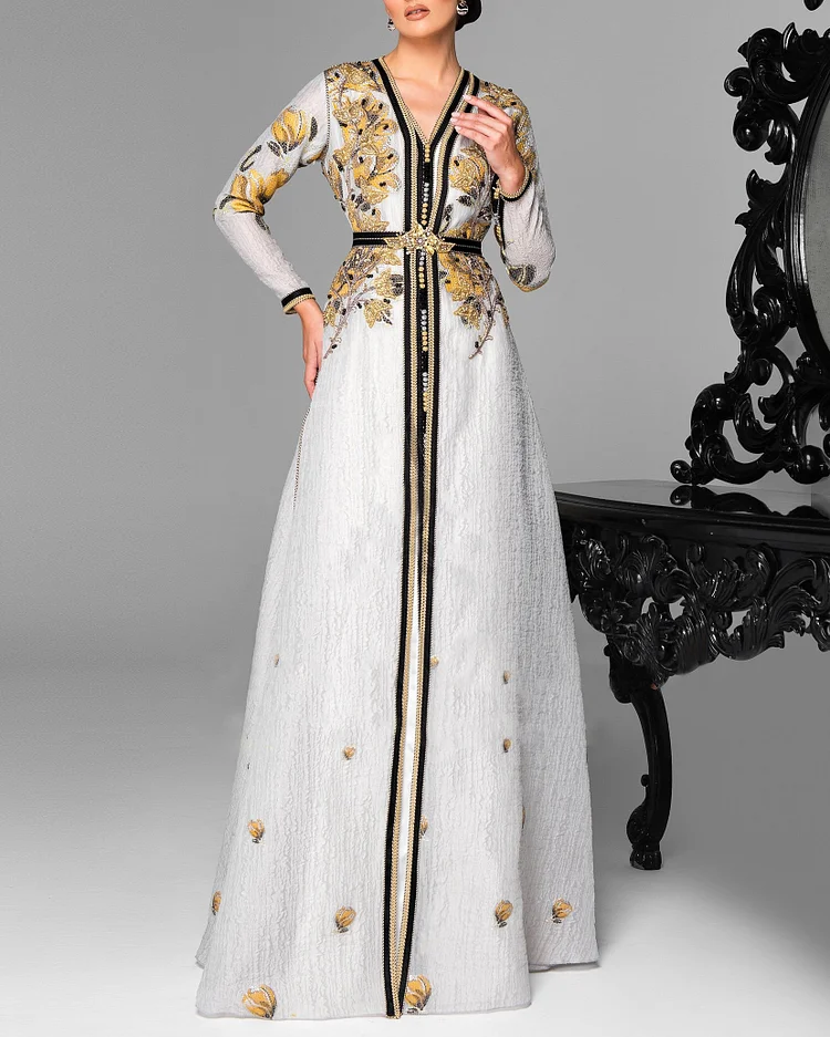 beaded embroidered kaftan dress