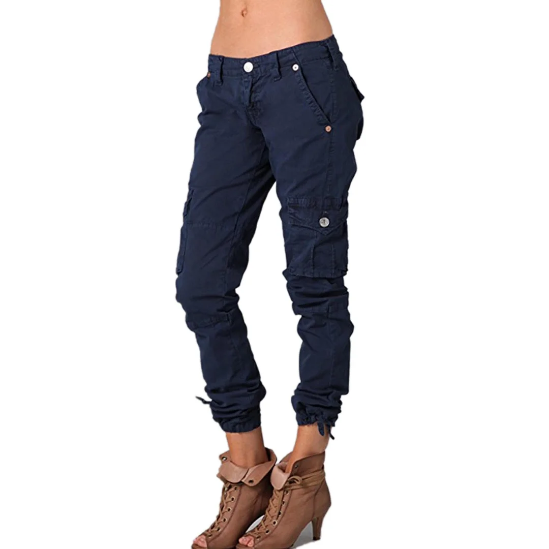 Brownm Street Hipster Color Patchwork Pocket Zipper Women's Casual Pants