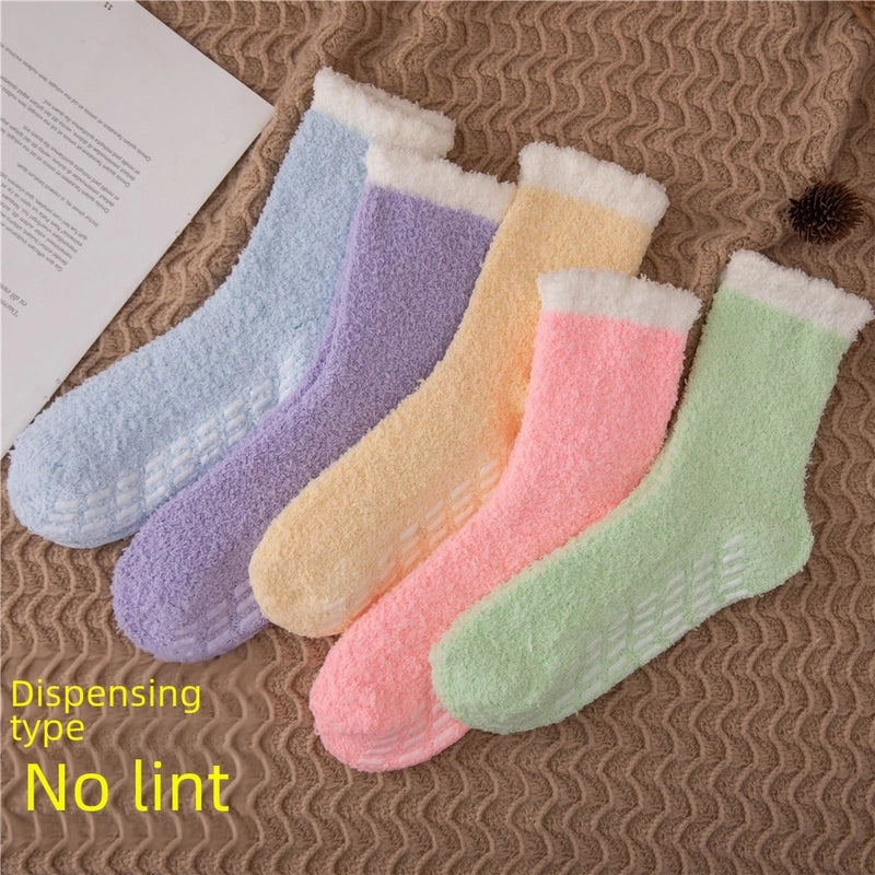 Women’s Slippers Garter Belt Grip Anti-slip Socks Dispensing Coral Velvet Socks Tube Floor Crew