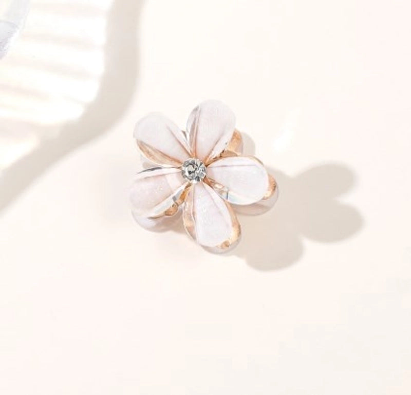 Women’s Sweet Minimalist Flower Metal Inlay Resin Rhinestones Pearl Hair Claws