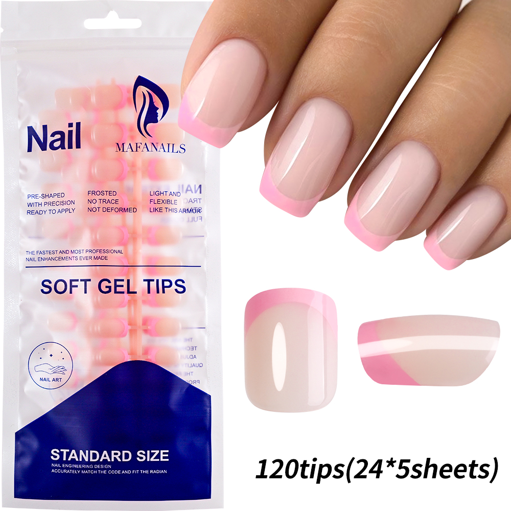 Ddmcloud 240pcs Vibrant French Nail Tips in Pink/Yellow/Green/Purple/Rose Red Chic Short Square Press-On Nails Simple & Elegant Nail Styl