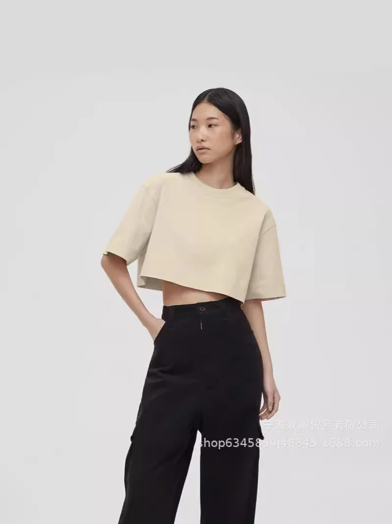 Athvotar Athvotar Spring Summer New Pure Color Short T-Shirt Women Hot Y2K Cotton Short-Sleeved Top Hot Babes