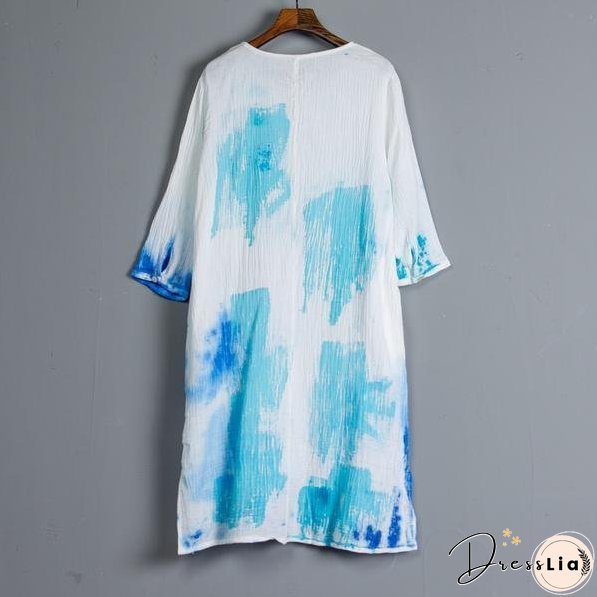 Summer Three-quarter Sleeve Slit Casual Dress