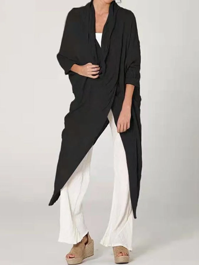 Cotton And Linen Slit Shirt