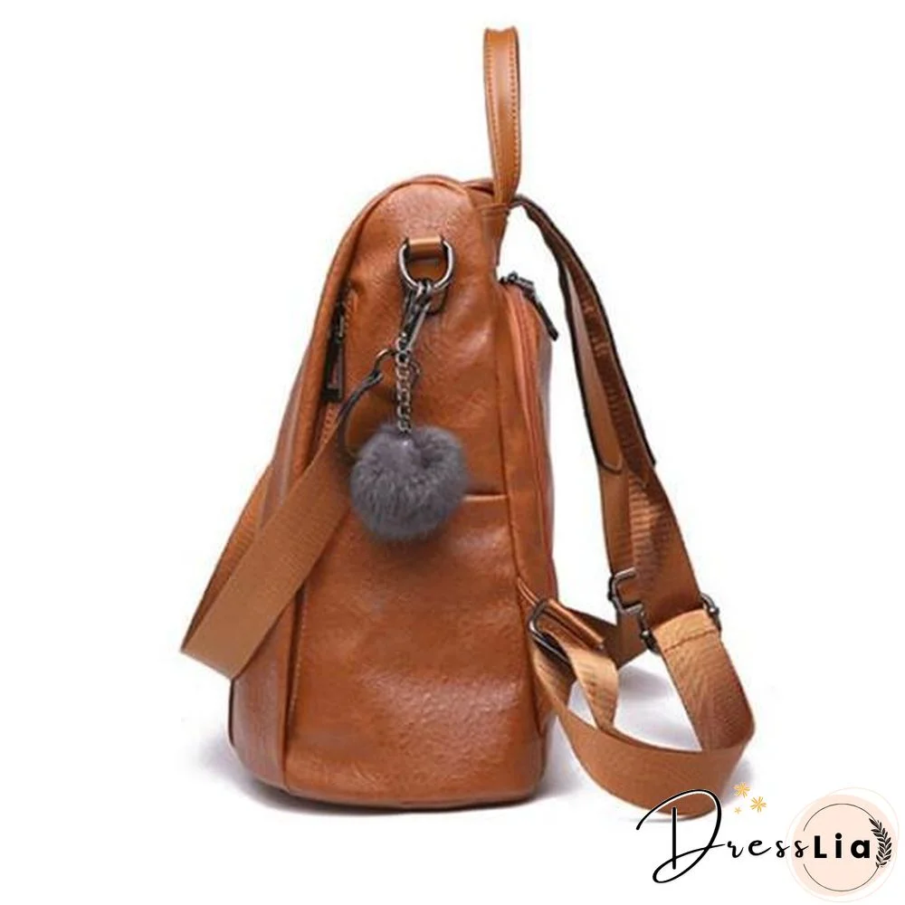 Anti-Thief Women Backpack Large Capacity Hair Ball Travel Bag