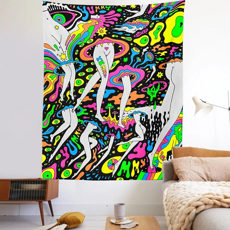 Psychedlic Colorful Tapestry Wall Hanging Rainbow Hippie Home Wall Decor Psychedelic Tapestry Decor Living Room Bedroom decor