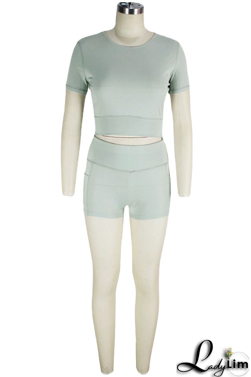 Black Fashion Casual Solid Basic O Neck Short Sleeve Two Pieces