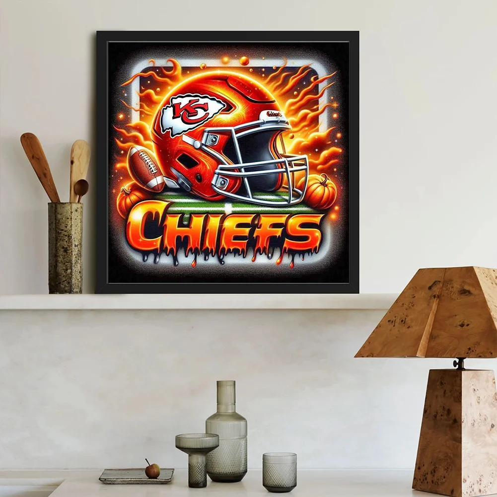 Diamond Painting - Full Round Drill - Kansas City Chiefs Helmet(Canvas|40*40cm)