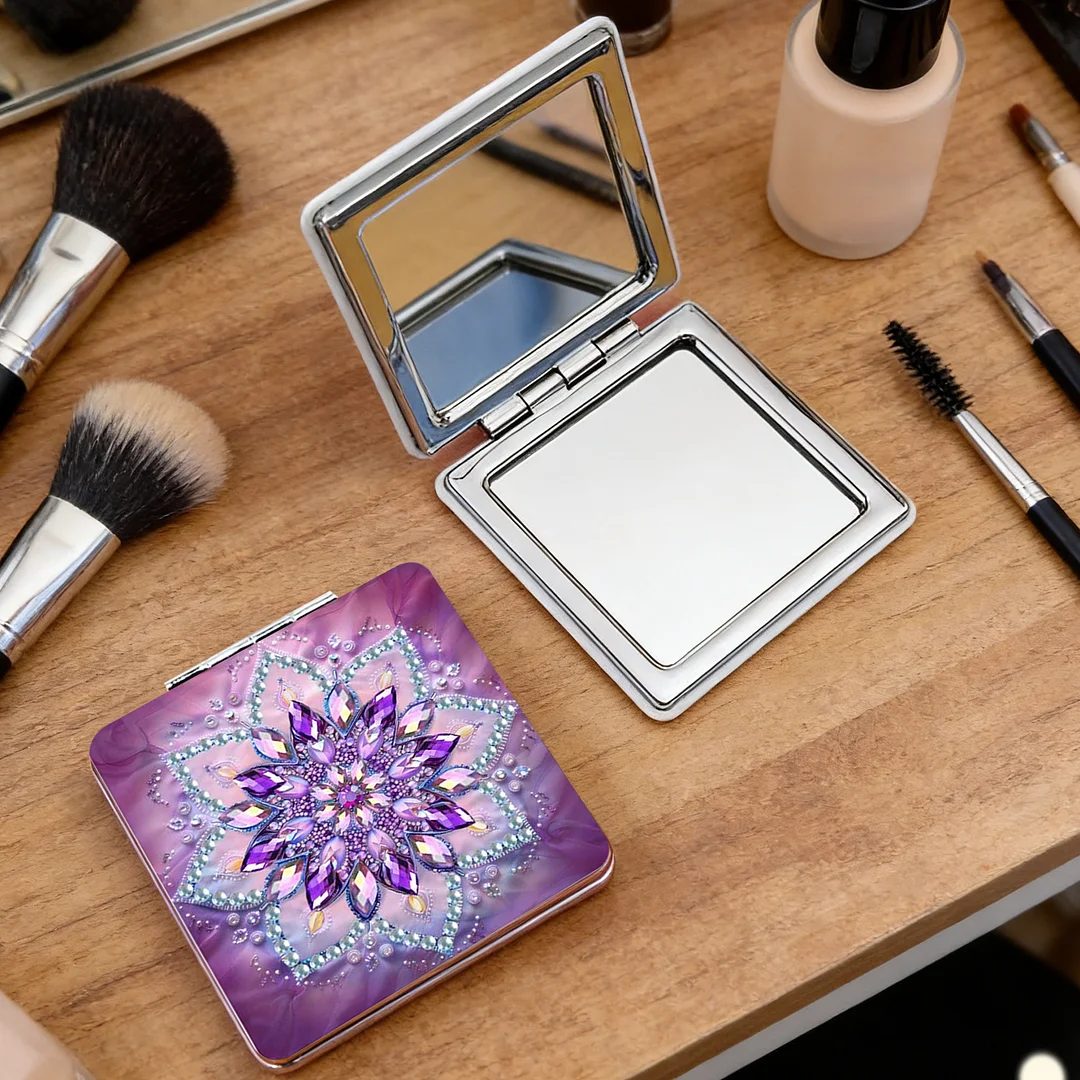 Mandala DIY Special Shaped Diamond Painting Compact Mirror Kits Diamond Art Painting Pocket Mirror for Beginners Adults Art Craft Woman Gifts