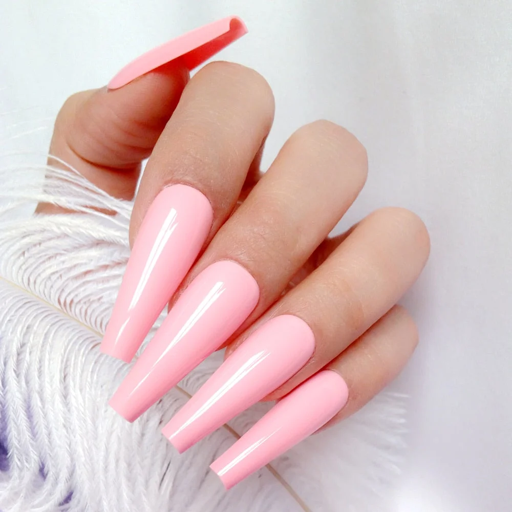 24Pcs Super Long Ballerina Artificial Fake Nail For Design Gradient Nude French False Nail DIY Finger Tip Manicure Tool-Nail Inspo