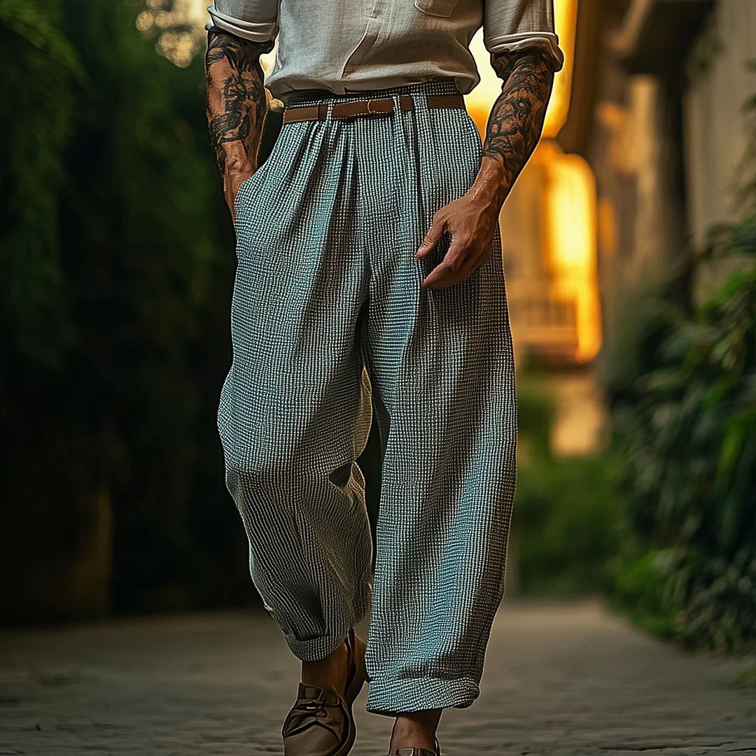 Stylish Loose-Fit Trousers With Tattoo-Accented Sleeves For Casual Elegance-inspireuse