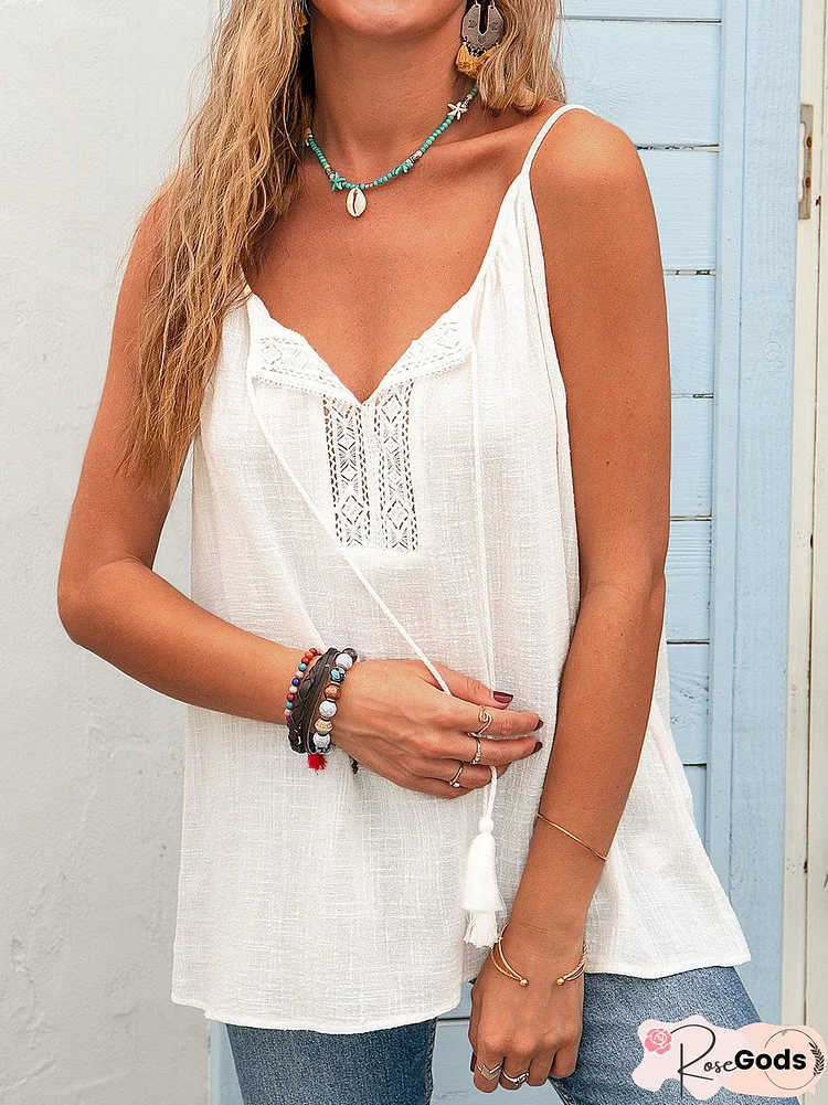 Cotton Casual Spaghetti-Strap Shift Tops