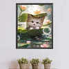 Diamond Painting -DIY Round Drill Cat in Lotus Pond（40x50cm）