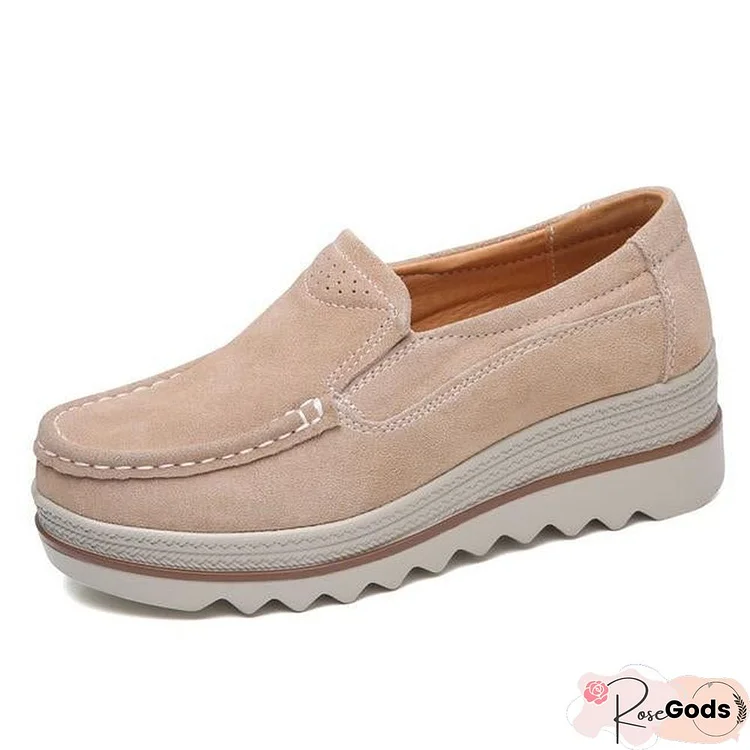 Women Shoes Platform Slip On Flats Loafers Moccasins Hollow Out Casual Shoes
