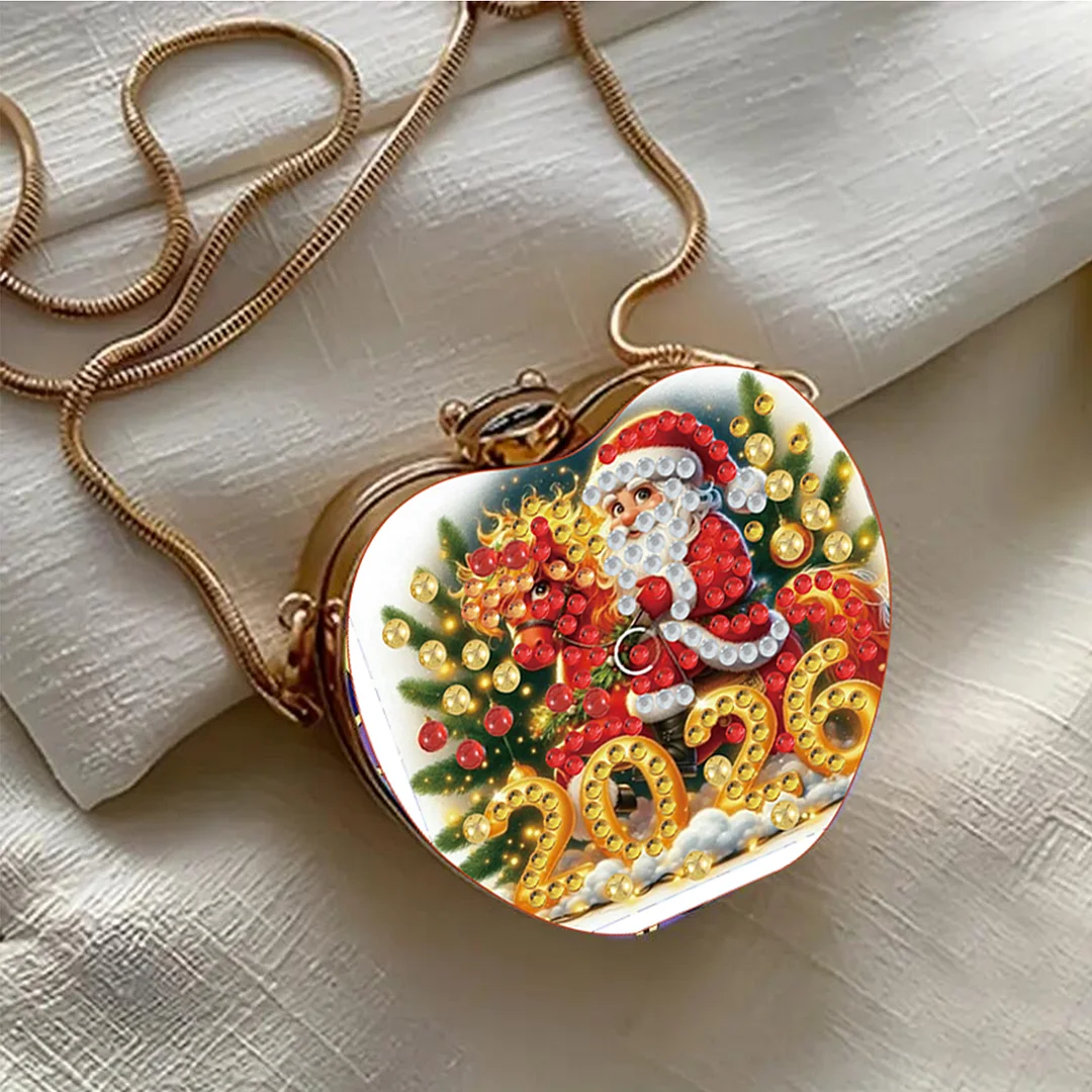 Santa Claus 2026 DIY Acrylic Love Diamond Painting Coin Purse w/ Chain for Women