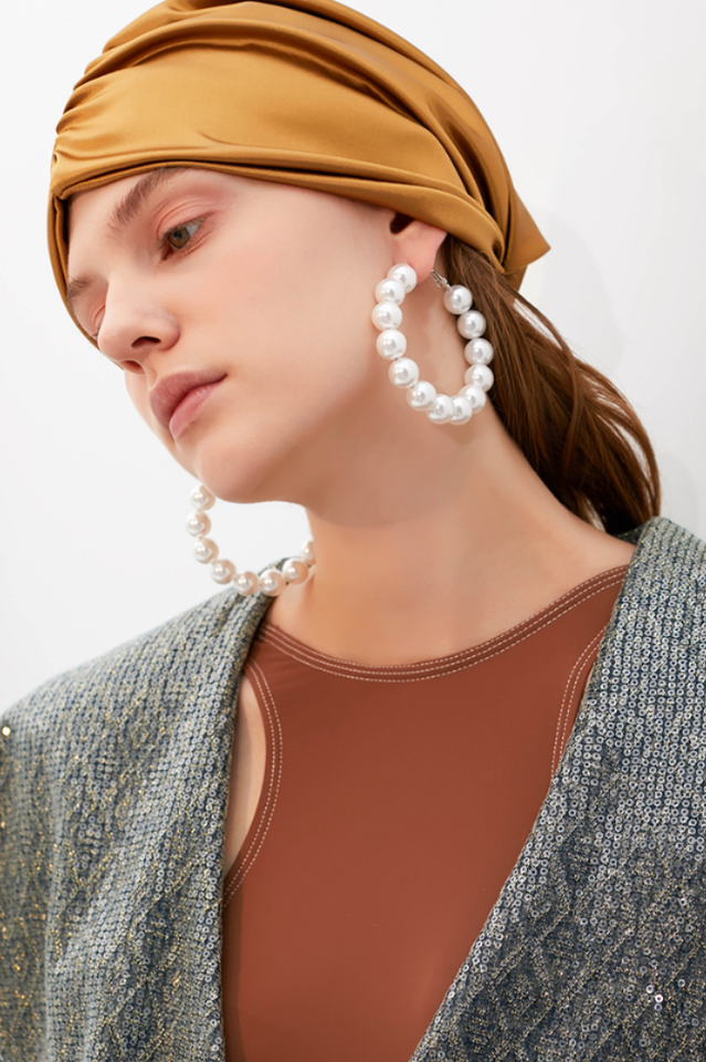 Simple Pearl Hoop Earrings