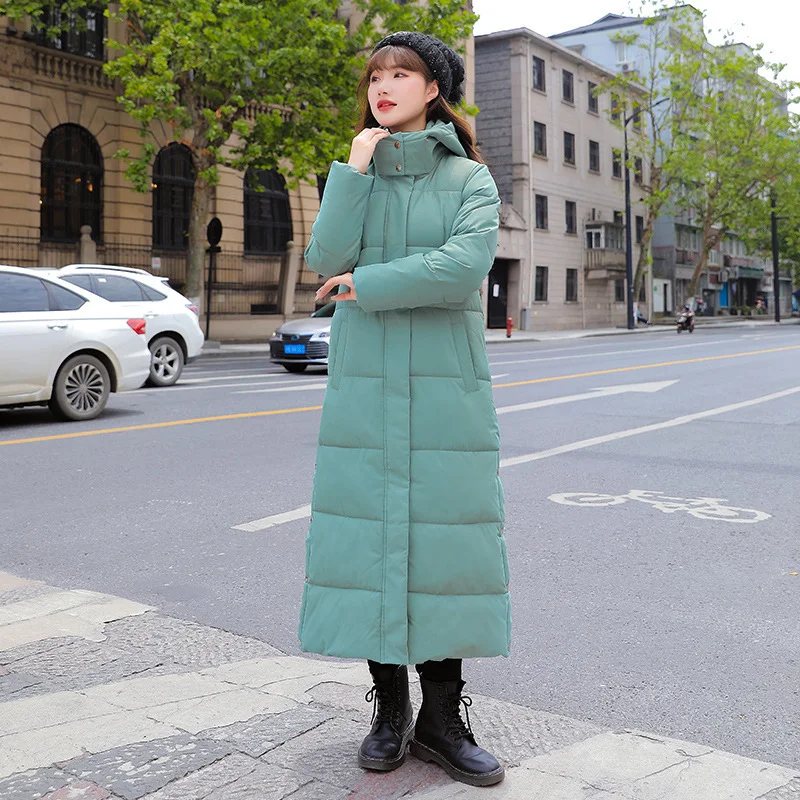 Toloer Winter New Women's Cotton-Padded Clothes Long Over The Knee Korean Version Loose Thick Warm And Long Down Cotton Clothes-Outfit Ideas