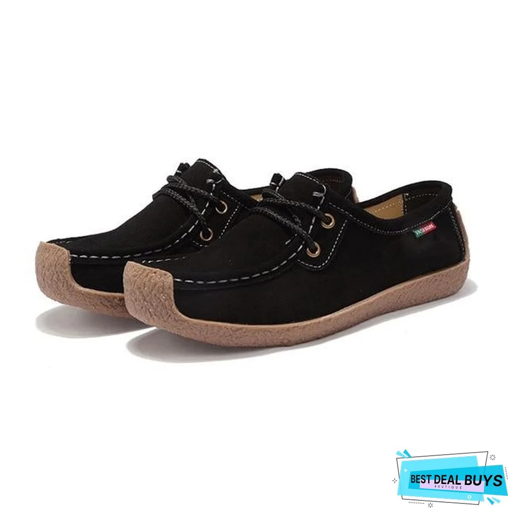 Women PU Leather Loafers Lace Up Folding Moccasins Foldable Casual Flats Shoes