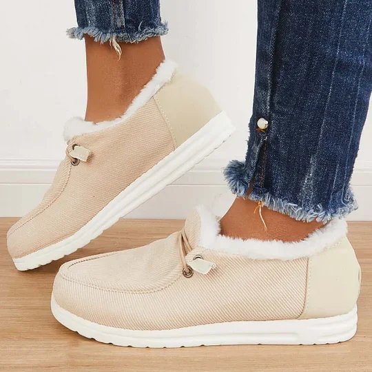 Women's Flat Slip-On Bootie Warm Lining Ankle Snow Boots