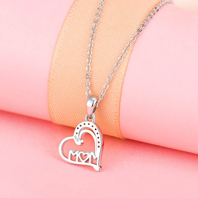 Mewaii® Heart-shaped Zircon Pendant Silver Jewelry S925 Sterling Silver Clavicle Necklace