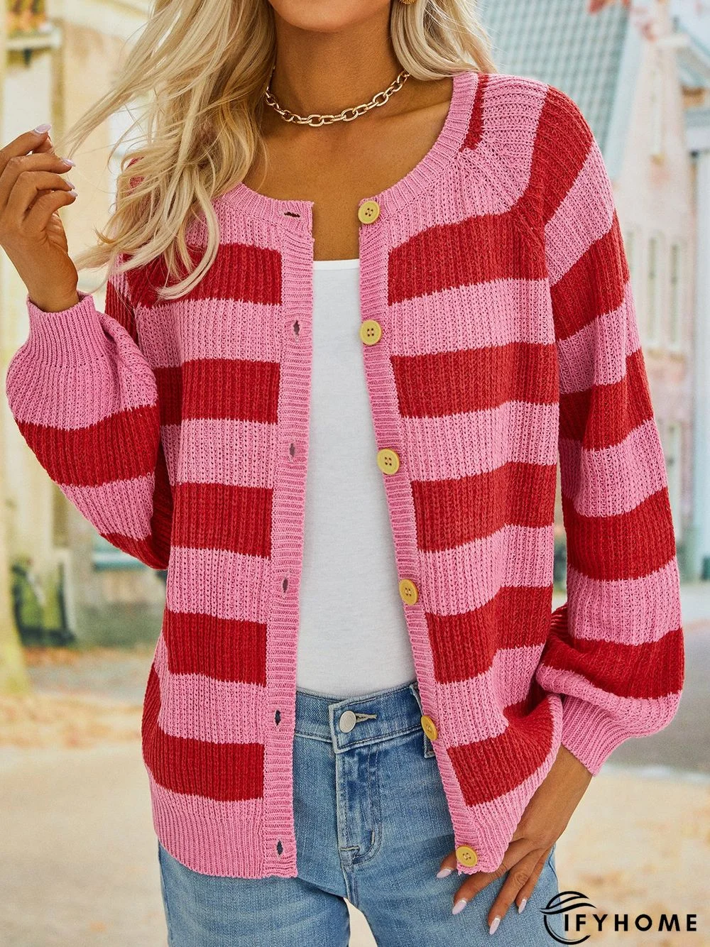 Casual Striped Sweater coat | IFYHOME
