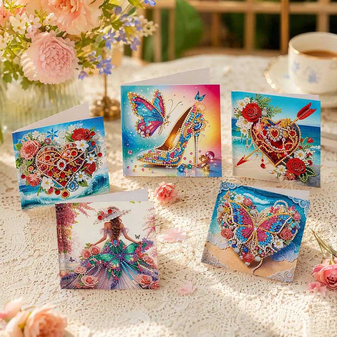 6pcs Dream Series DIY Diamond Painting Greeting Card Kits with Envelopes Diamond Art Greeting Cards Diamond Art Cards Kits for Adults DIY Crafts Family Friend Gifts