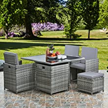 garden furniture set cube grey