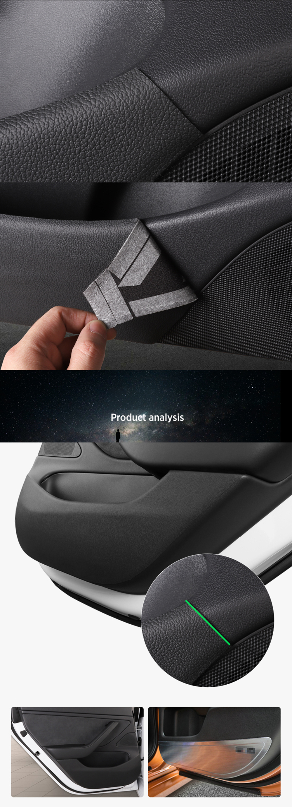 Leather Anti-kick Mat Sticker Interior Anti-Dirt Protector for Tesla Model 3