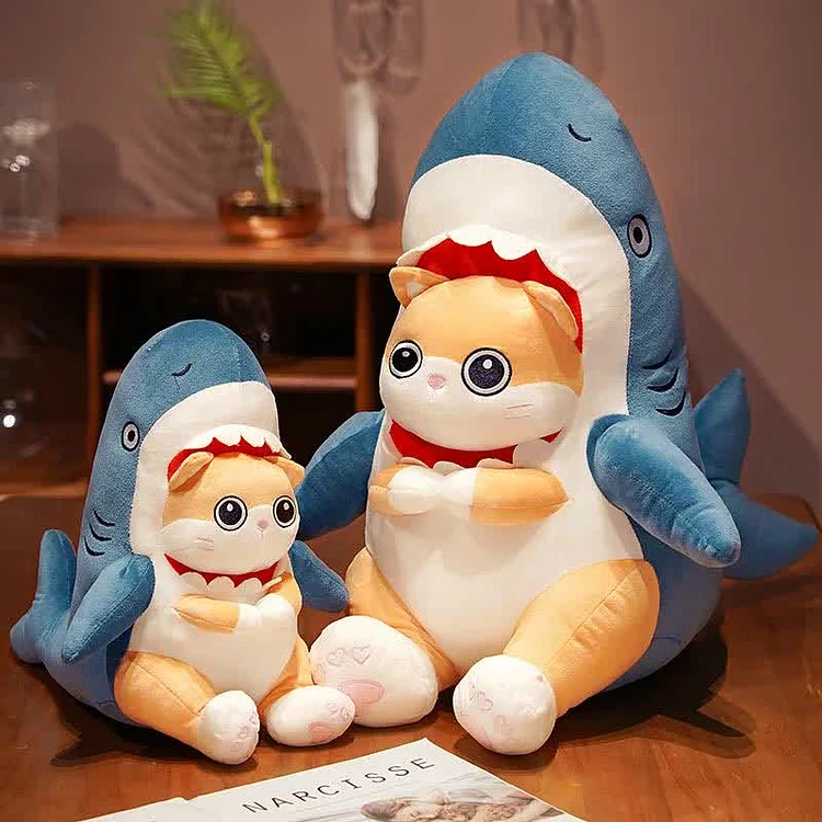Lovely Cartoon Shark Kitty Pattern Pillow Plush Toy - Modakawa Modakawa