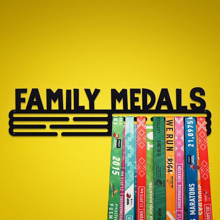 FAMILY MEDALS Medal Hanger Display – Powder coated (matte black) – Large / 430mm / 48 Medals