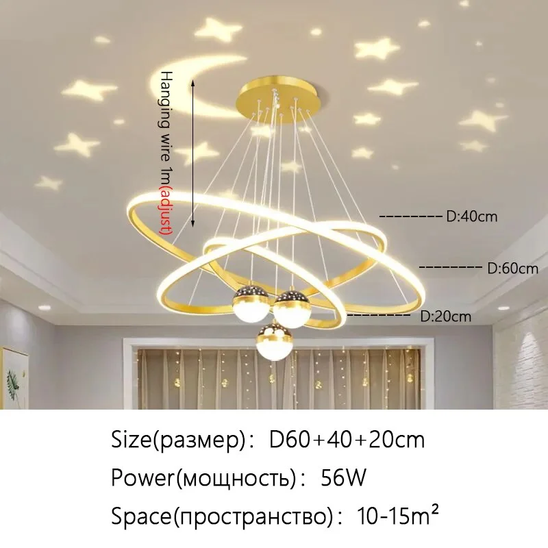 Modern LED Pendant Lights Ceiling Lamp For Living Room Dining Room Bedroom Circle Rings Aluminum Body Indoor lighting  Fixtures